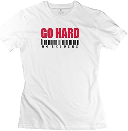 ZYA6W Women HARD NO EXCUSES 100% Cotton Cool T Shirt White XL