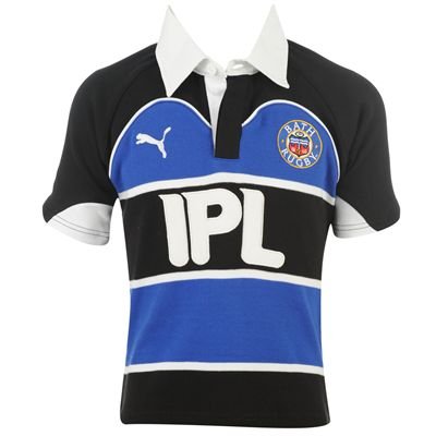 Puma Bath Rugby Union Home Shirt 2010 2011 Junior Blue/Blk/Wht 11-12 (LB)