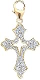14k Yellow Gold Diamond Cross Charm (1/10 cttw)