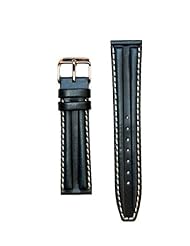 Black Double-hump Oil-tanned Calfskin Leather Watch Band 20mm