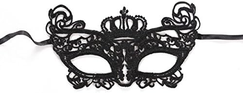 Yelovemei Sexy Girl Sexy Lace Mask Soft Masquerade Black Lack Mutil Style Lace Mask For Funny Party (Crown)