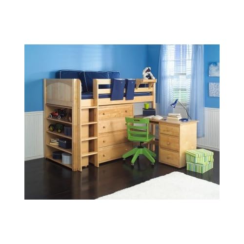 Maxtrix Twin Size Mid High Loft Bed w. Pull Out Desk, 4