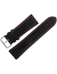 Assorted Watch Strap 27mm Black Leather with Orange Stitching ASRTSTRP1