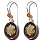 Certified Genuine Baltic Amber and Sterling Silver Cameo Oval Hook Earrings