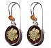 Certified Genuine Baltic Amber and Sterling Silver Cameo Oval Hook Earrings
