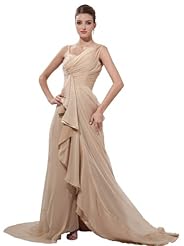 Beaded Ruched One Shoulder Sleeveless Charmeuse/Chiffon/Silk Prom Dress 