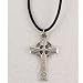 HAND ENGRAVED NEW ENGLAND PEWTER MEDAL CELTIC CROSS MEDAL ON A 24 BLACK LEATHER CORD