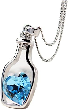 Sankuwen Popular Women Crystal Bottles Style Necklace Jewerly (Blue)