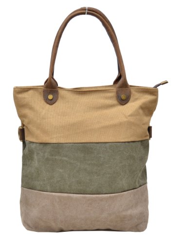 Gootium 31245 Canvas Genuine Leather Vintage Shoulder Tote Bag