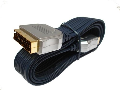Cable Mountain 0.5 Metre Gold Flat Ribbon Metal Plug OFC Scart Cable / Lead