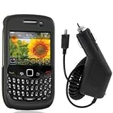 Black Rubberized Snap-On Hard Skin Case Cover + Car Vehicle Charger Accesso ....