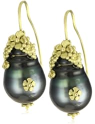 Vibes "Edgy" 18 Karat Gold and Tahiti Pearl Earrings