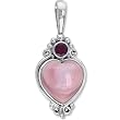 Sterling Silver Pink Mother-of-Pearl Pendant w/ Ruby by Sajen