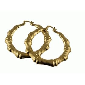 18K Gold Layered Bamboo Hoop Earrings
