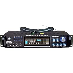 2000-Watt Hybrid Pre-Amplifier With AM-FM Tuner/USB/Dual Wireless Mic