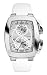 Guess 'Shuttle' Unisex Silver Multifunction Tonneau White Leather Watch