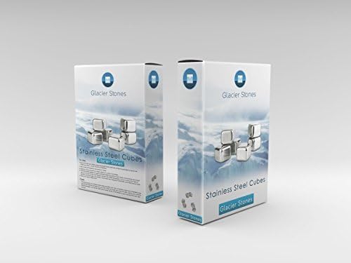 GLACIER STONES STAINLESS STEEL REUSABLE WHISKEY CHILLING STONES.