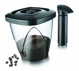 from Vacuvin Vacuvin Tea & Coffee Saver Vacuum Storage Container Plastic Clear Black 1.3 Litre 17.6 cm x 19 cm x 14.5 cm Model 28834