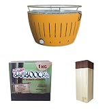FA © Lotusgrill Set - Maisgelb inkl. Tasche + Bambus Kohle 1kg + Exklusive Streichholzschatulle Ahorn & Wurzelholz
