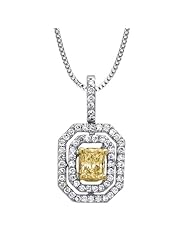 Fancy Yellow Radiant Diamond Pendant 18K Gold 0.67ct