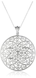 Sterling Silver Filigree Medallion Pendant Necklace, 18"