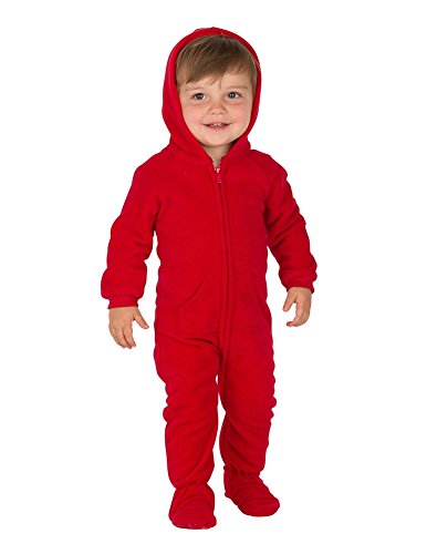 Footed Pajamas - Bright Red Infant Hoodie Fleece