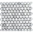 White Carrara 1" Hexagon HONED Mosaic Tile Meshed on 12x12 Sheet - LOT of 45 SHEETS