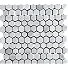 White Marble 1" Hexagon HONED Mosaic Tile Meshed on 12x12 sheet