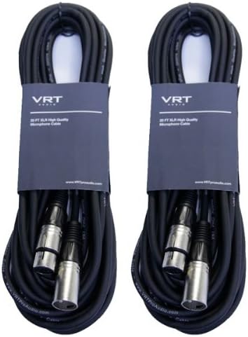 XLR Microphone Cable 20ft Foot 3-Pin VRT Pro Audio, Pair