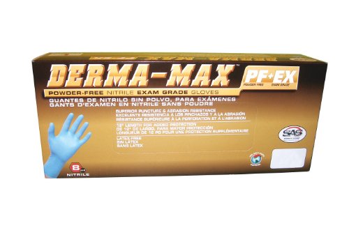 SAS Safety 6608-40 Derma-Max Powder Free Exam Grade Disposable Nitrile 8 Mil Gloves, Large, 50 Gloves by Weight On Sale