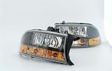 97-04 DODGE DAKOTA PICKUP / 97-03 DODGE DURANGO HEADLIGHTS (COMBO: BUMPER PARK SIGNAL / CORNER LIGHT) - EURO BLACK STYLE 98 99 00 01 02