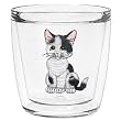 Kitty (Black & White) 12 oz Double-Old-Fashioned Insulated Beverage Tumbler, Clear