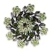 Antique Silver White Metal with Multi-Color Swarovski Crystal Brooch, Weight: 29.00gm - Flowers