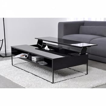 Table basse noire de salon 1 plateau relevable RALI