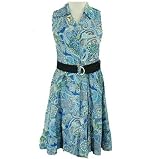 Charter Club Petite Paisley Sleeveless Shirtdress with Belt
