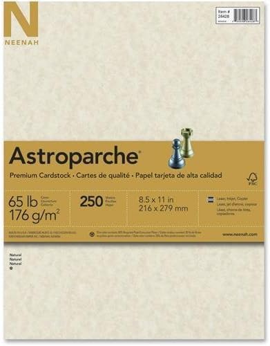 26428 Astroparche Card Stock - For Laser, Inkjet Print - Letter - 8.50" x 11" - 65 lb Basis Weight - Parchment, Tactile, Vellum - 250 / Pack - Natural