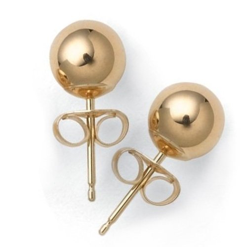 Bling Jewelry Ball Earrings 14k Yellow Gold Bead Studs 8mm