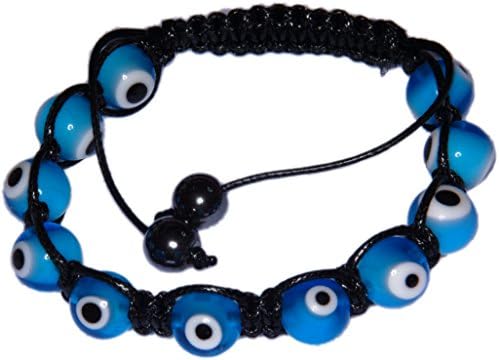 Evil Eye Blue Hamsa Bead Shamballa Style Inspired Bracelet 7.4mm