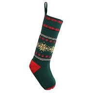 Vermont Originals - White Christmas, Hand Crafted 100% Wool, Christmas Stocking, Dark Green