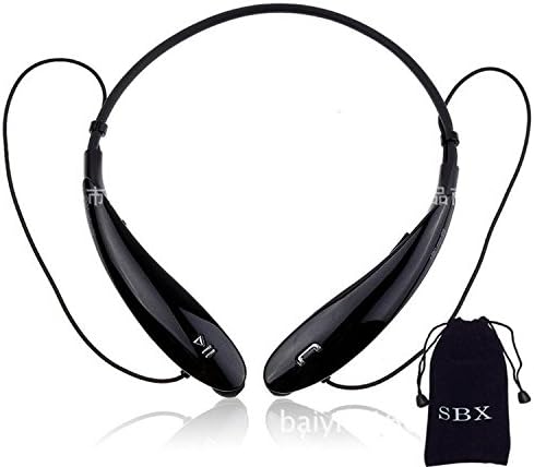 SBX Universal Wireless Music A2dp Stereo Bluetooth Headset Universal Vibration Neckband Style Headset Earphone Headphone for Cellphones Such As Iphone, Nokia, Htc, Samsung, Moto, Pc, Ipad, PSP and so on & Enabled Bluetooth Black