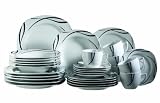 Domestic 920463 Oslo Porzellan Kombiservice 30-teilig mit je 6 Tassen, Untertassen, Dessertteller,Teller tief, Teller flach