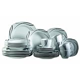 Domestic 920463 Oslo Porzellan Kombiservice 30-teilig mit je 6 Tassen, Untertassen, Dessertteller,Teller tief, Teller flachvon "Domestic"
