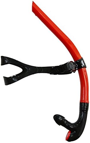 Adult Aquatic Swim Center Mouth Snorkel with Adjustable Head Strap,One-Way Purge Valve &amp; Comfortable Silicone Mount Mouthpiece One Size Scuba snorkel(Red)