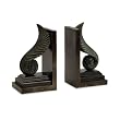 Set of 2 Decorative Scrolled Feather Antique Bronze Bookends 10"