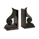 Set of 2 Decorative Scrolled Feather Antique Bronze Bookends 10