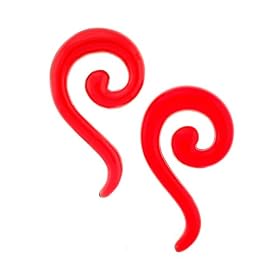 Red Acrylic Swirl Plugs - 14g - Sold as a Pair