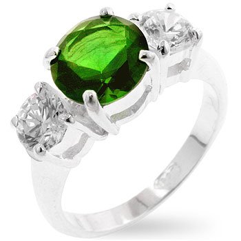 Click here to buy Silver Fashion Ring with Peridot Clear CZs - .925 Silver - Anniversary Ring, Triplet, Round CZ by ToltecTraders.com.