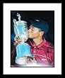 Tiger Woods PGA Golf Framed 8x10 Photograph Kissing Trophy