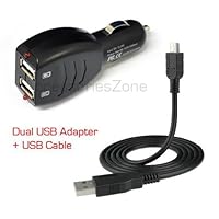 For HTC EVO Design 4G / Hero S / Radar / Titan / Amaze 4G / Wildfire S / Rhyme HPF(TM) 2-Port Dual USB Car Charger Adapter with USB Charging Data Cable