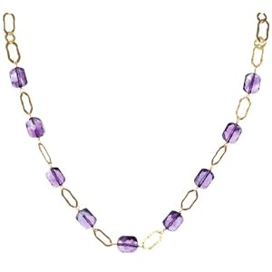 Gold Plated Sterling Silver Faceted Amethyst Necklace, 17 by